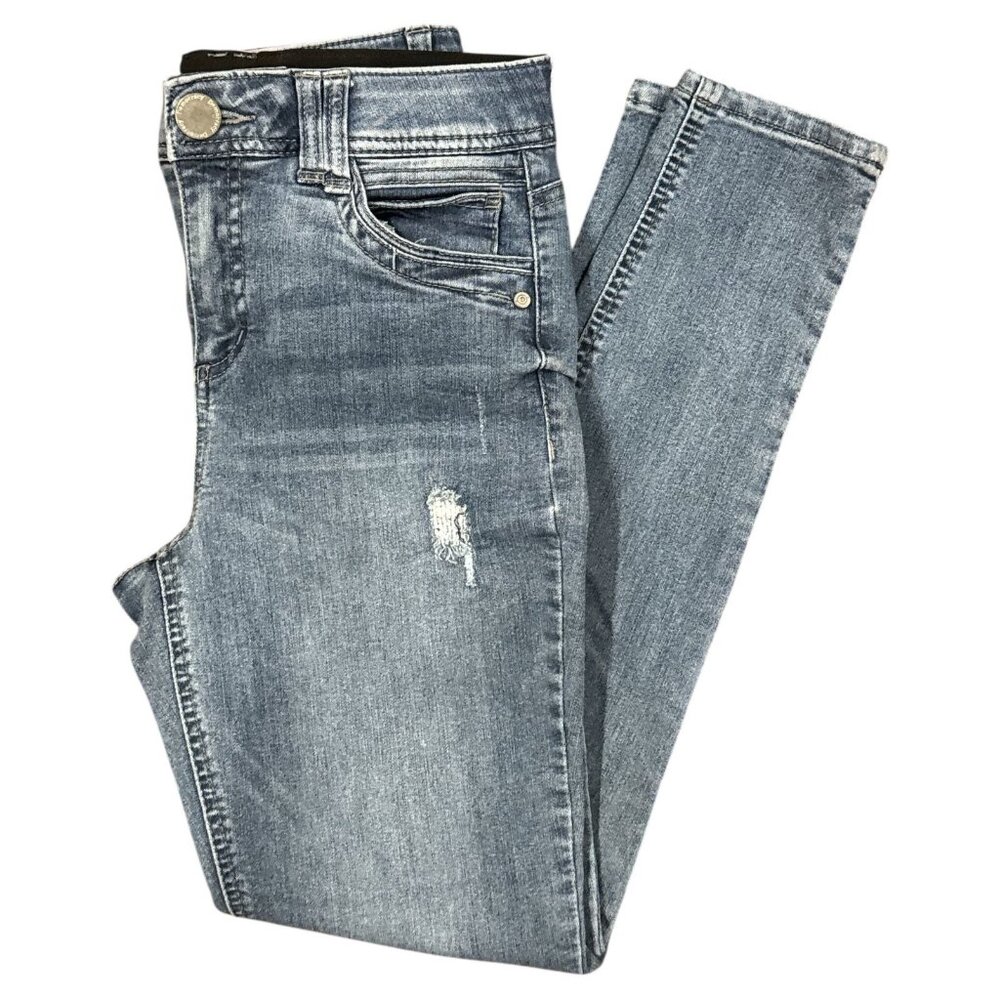 Democracy Womens Skinny Jeans Size 4 "Ab" Technology Distressed Light Wash Denim